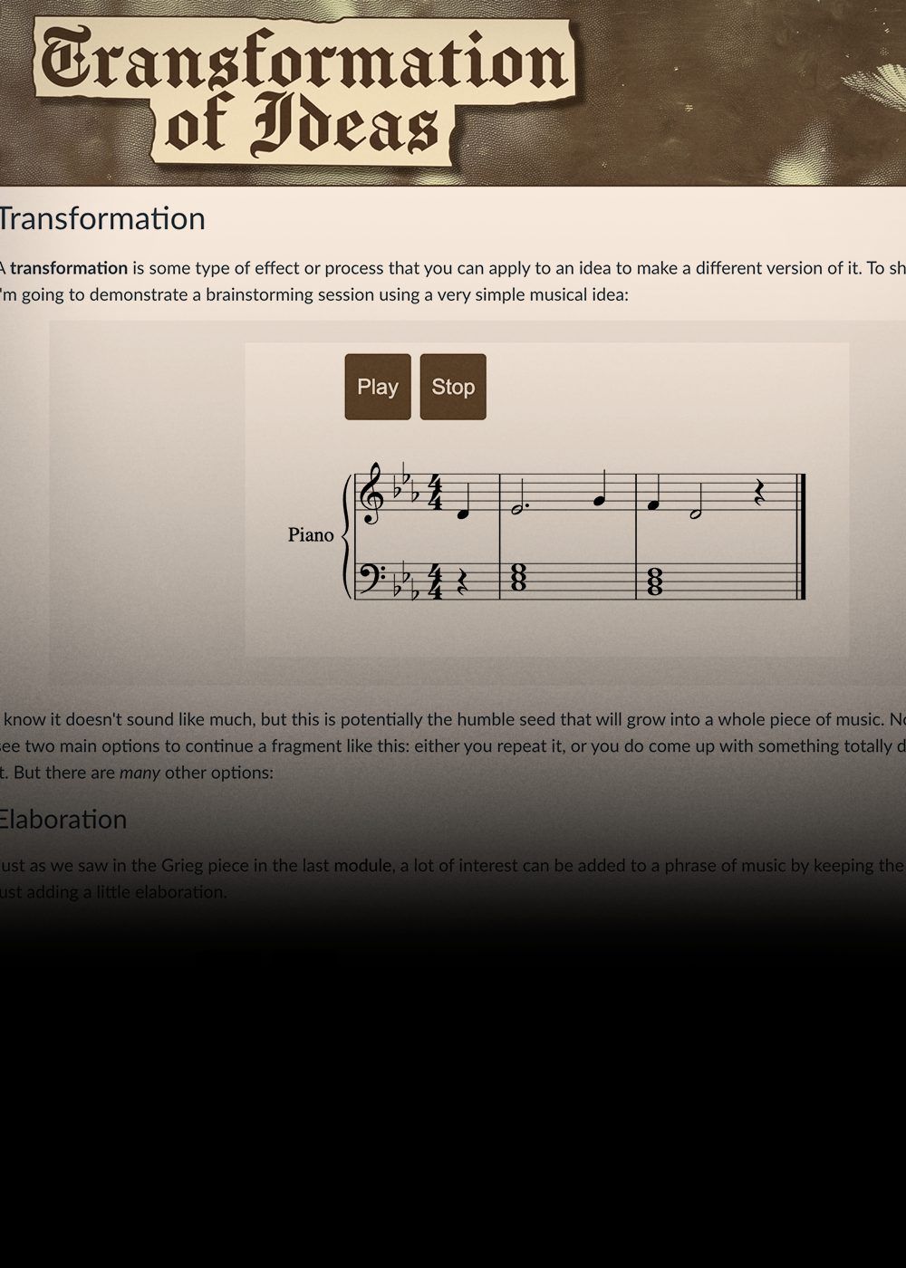 Preview image showing a page of an online music theory course
